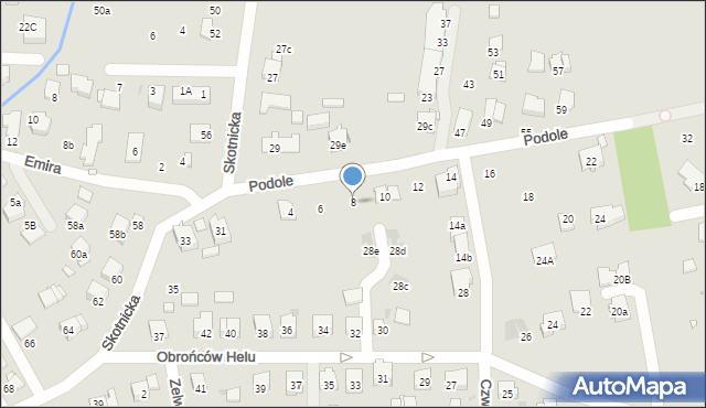 Kraków, Podole, 8, mapa Krakowa