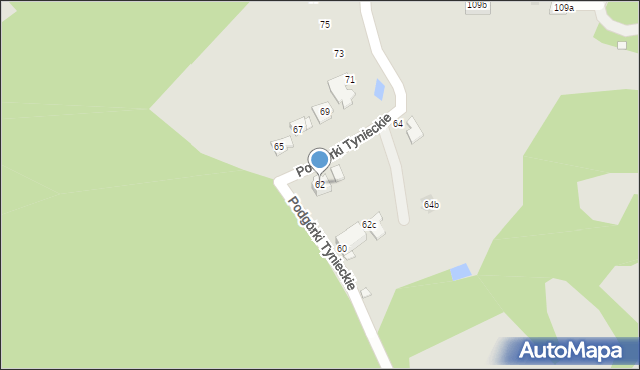 Kraków, Podgórki Tynieckie, 62, mapa Krakowa