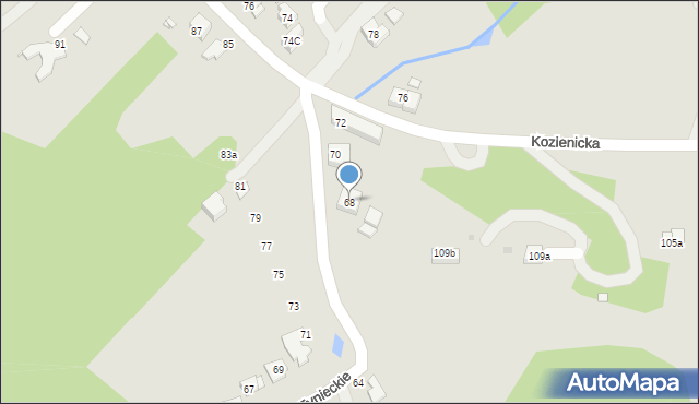 Kraków, Podgórki Tynieckie, 68, mapa Krakowa