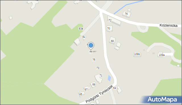 Kraków, Podgórki Tynieckie, 77, mapa Krakowa