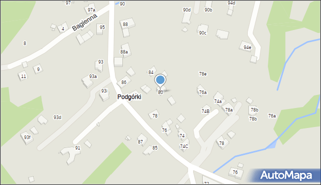 Kraków, Podgórki Tynieckie, 80, mapa Krakowa
