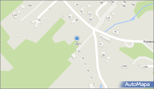 Kraków, Podgórki Tynieckie, 83a, mapa Krakowa