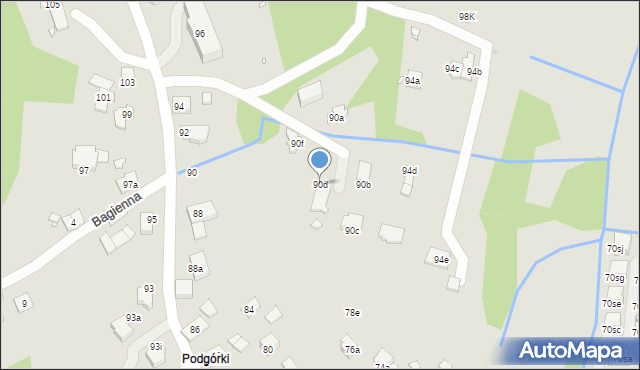 Kraków, Podgórki Tynieckie, 90d, mapa Krakowa