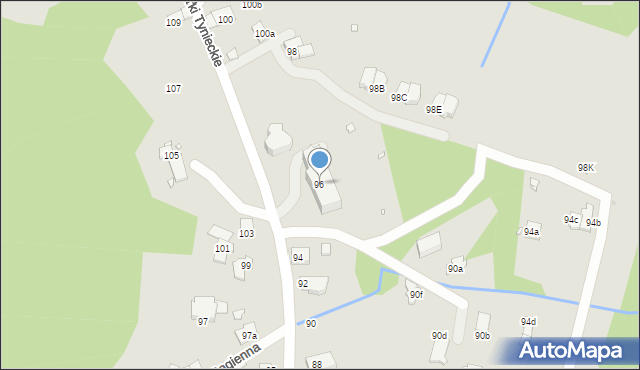 Kraków, Podgórki Tynieckie, 96, mapa Krakowa