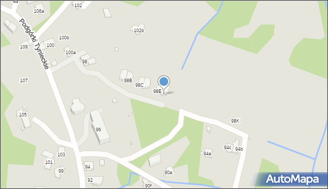 Kraków, Podgórki Tynieckie, 98F, mapa Krakowa