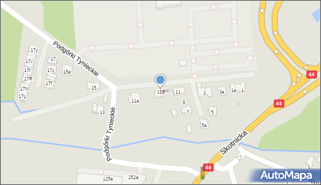 Kraków, Podgórki Tynieckie, 11B, mapa Krakowa