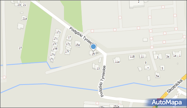 Kraków, Podgórki Tynieckie, 15, mapa Krakowa