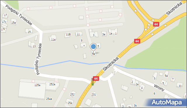 Kraków, Podgórki Tynieckie, 5a, mapa Krakowa