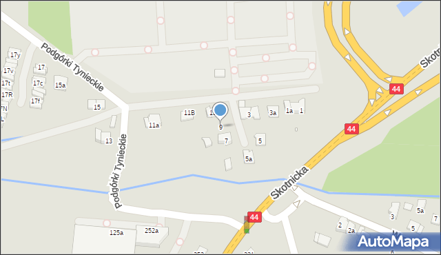 Kraków, Podgórki Tynieckie, 9, mapa Krakowa
