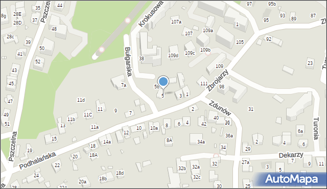 Kraków, Podhalańska, 5a, mapa Krakowa