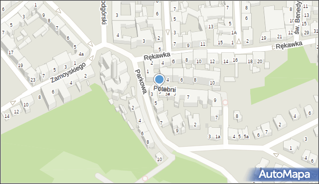 Kraków, Potebni Andrzeja, 3, mapa Krakowa