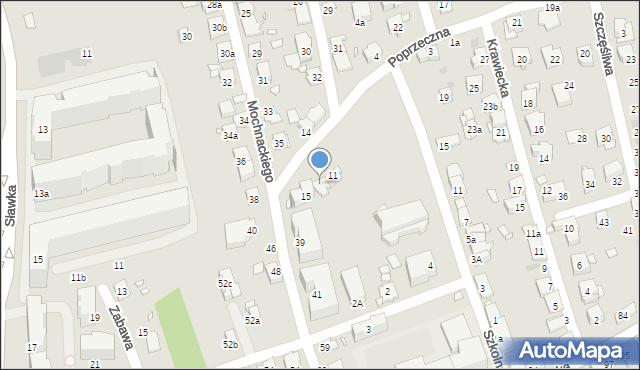 Kraków, Poprzeczna, 13, mapa Krakowa