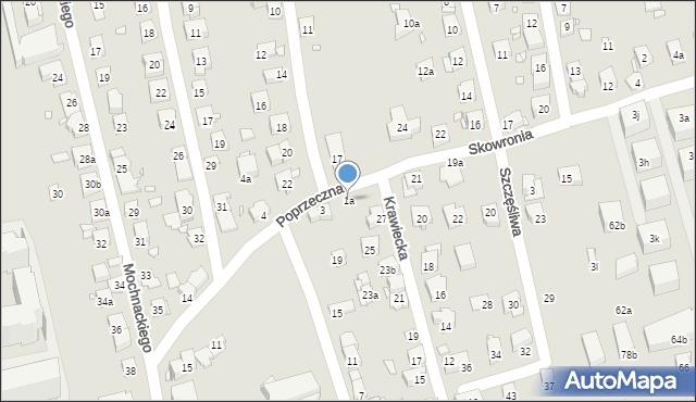 Kraków, Poprzeczna, 1a, mapa Krakowa