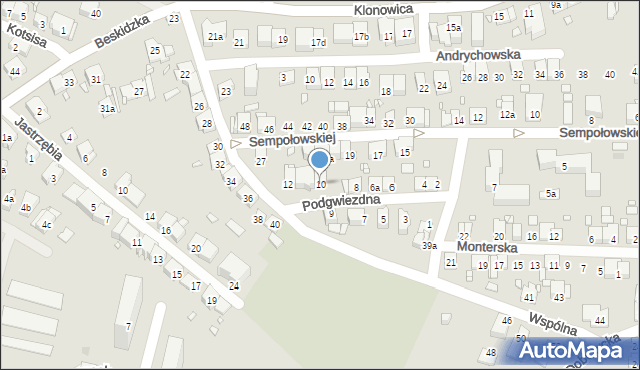 Kraków, Podgwiezdna, 10, mapa Krakowa