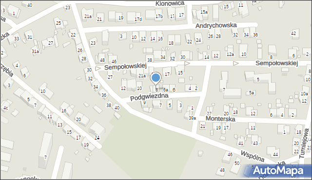 Kraków, Podgwiezdna, 8, mapa Krakowa