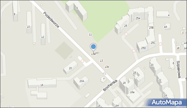 Kraków, Podedworze, 13a, mapa Krakowa
