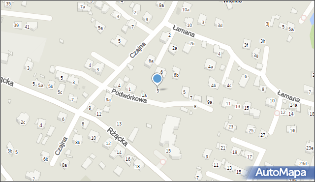 Kraków, Podwórkowa, 3, mapa Krakowa