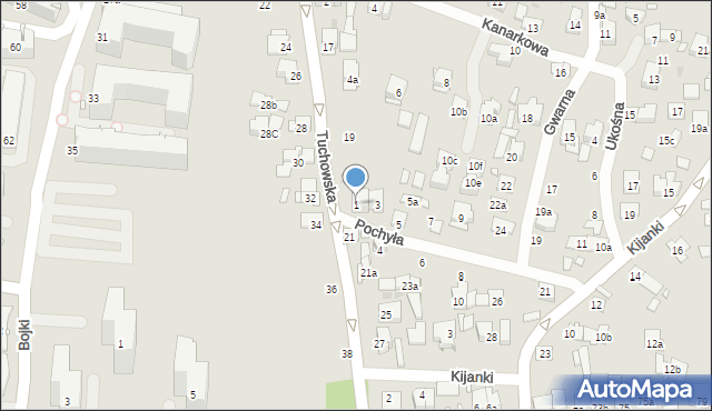 Kraków, Pochyła, 1, mapa Krakowa