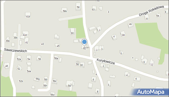 Kraków, Podgórki, 62, mapa Krakowa