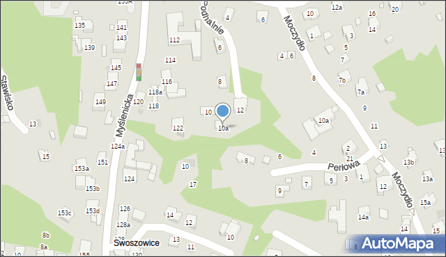 Kraków, Podhalnie, 10a, mapa Krakowa