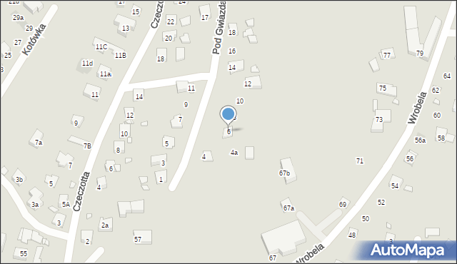 Kraków, Pod Gwiazdami, 6, mapa Krakowa