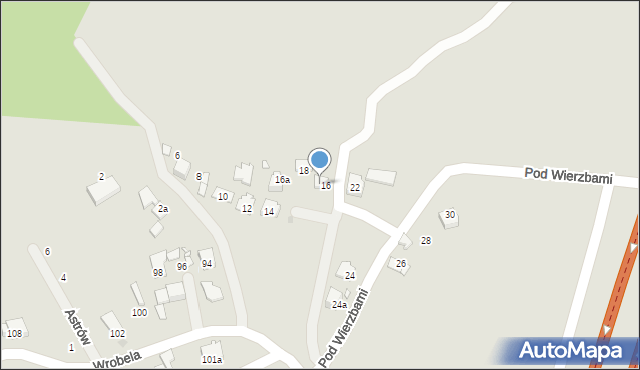 Kraków, Pod Wierzbami, 20, mapa Krakowa