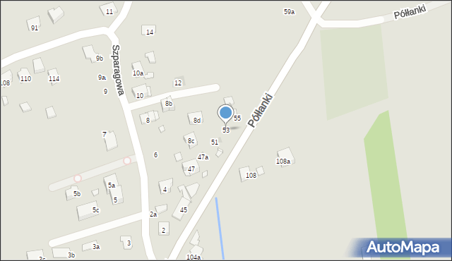 Kraków, Półłanki, 53, mapa Krakowa