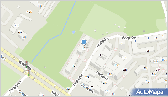 Kraków, Podłęska, 12, mapa Krakowa