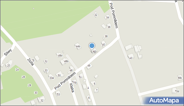 Kraków, Pod Pomnikiem, 44, mapa Krakowa