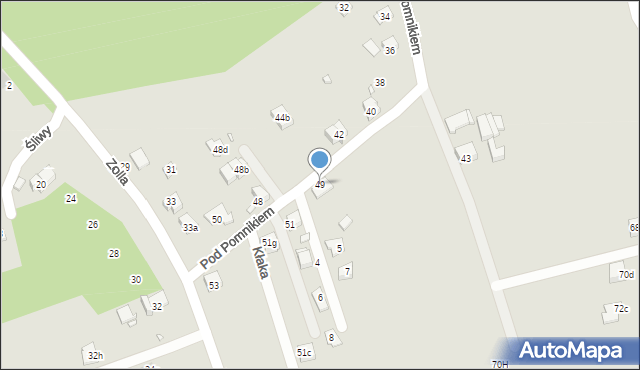 Kraków, Pod Pomnikiem, 49, mapa Krakowa