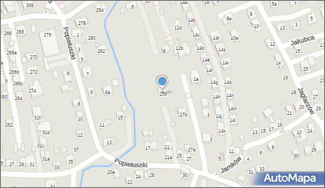 Kraków, Popiełuszki Jerzego, bł. ks., 25b, mapa Krakowa