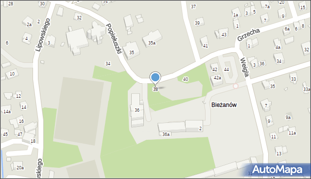 Kraków, Popiełuszki Jerzego, bł. ks., 38, mapa Krakowa