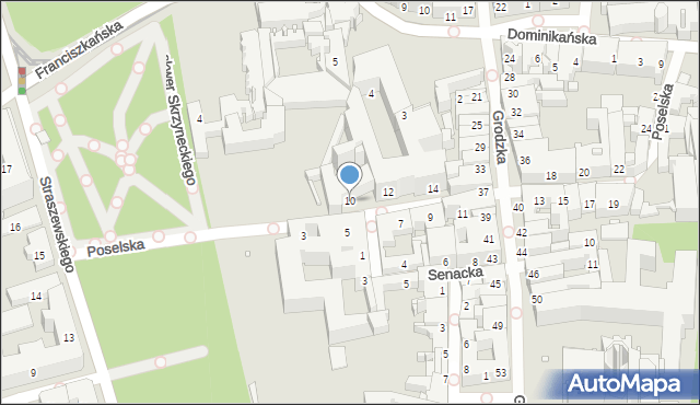 Kraków, Poselska, 10, mapa Krakowa