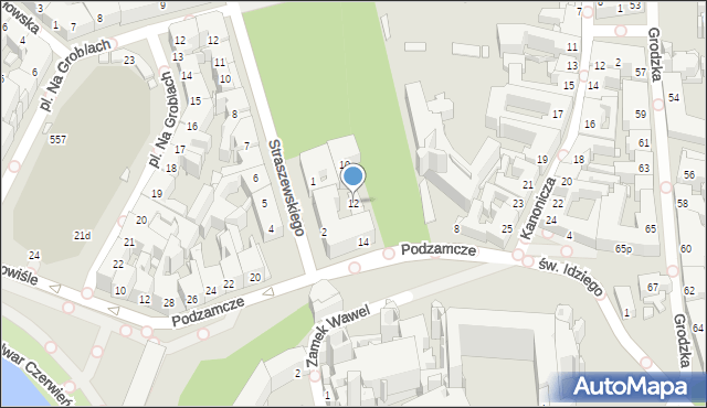 Kraków, Podzamcze, 12, mapa Krakowa