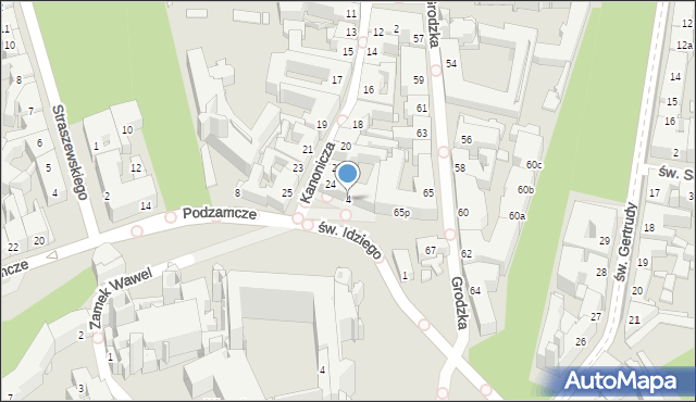 Kraków, Podzamcze, 4, mapa Krakowa