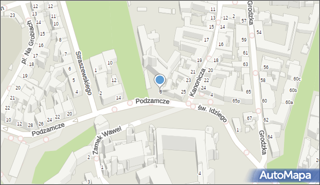Kraków, Podzamcze, 8, mapa Krakowa