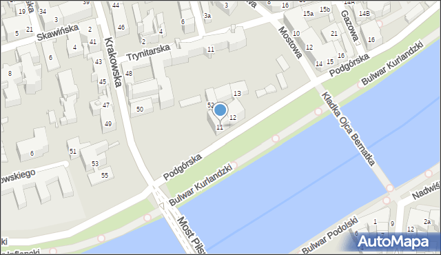 Kraków, Podgórska, 11, mapa Krakowa