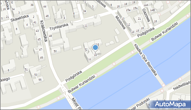 Kraków, Podgórska, 12, mapa Krakowa