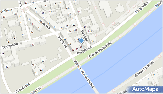 Kraków, Podgórska, 16, mapa Krakowa