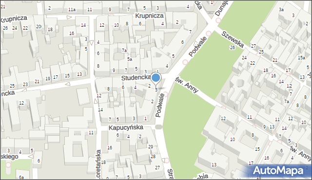Kraków, Podwale, 3, mapa Krakowa