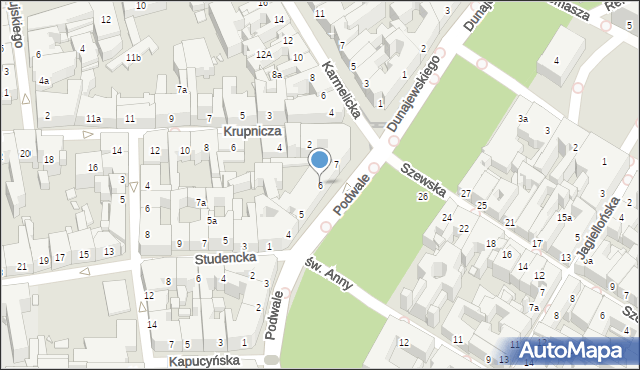 Kraków, Podwale, 6, mapa Krakowa