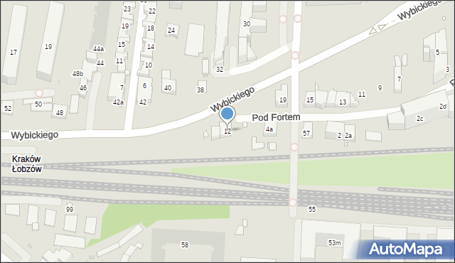 Kraków, Pod Fortem, 12, mapa Krakowa