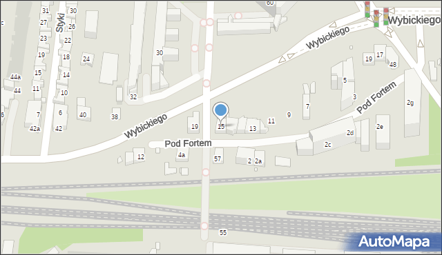 Kraków, Pod Fortem, 15, mapa Krakowa