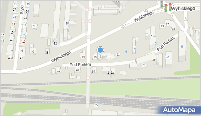 Kraków, Pod Fortem, 15a, mapa Krakowa