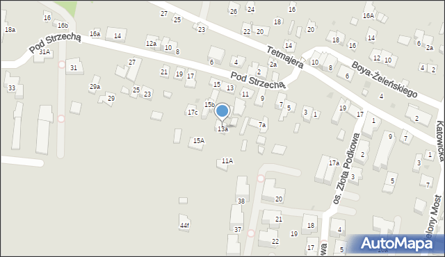 Kraków, Pod Strzechą, 13a, mapa Krakowa