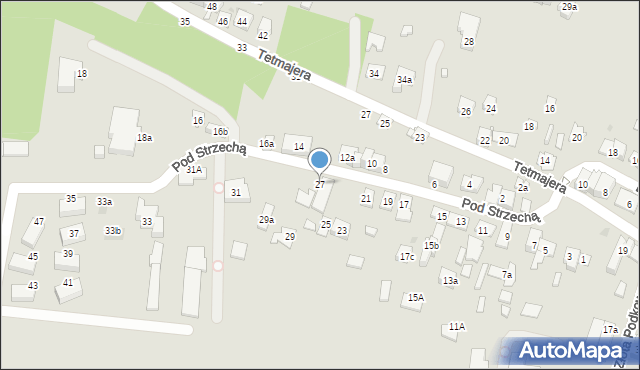 Kraków, Pod Strzechą, 27, mapa Krakowa