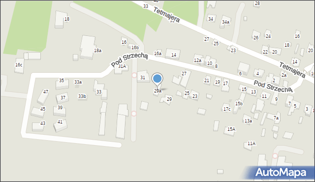 Kraków, Pod Strzechą, 29a, mapa Krakowa