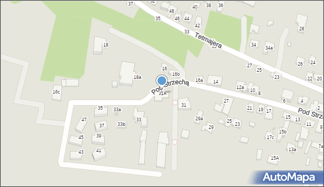 Kraków, Pod Strzechą, 31A, mapa Krakowa