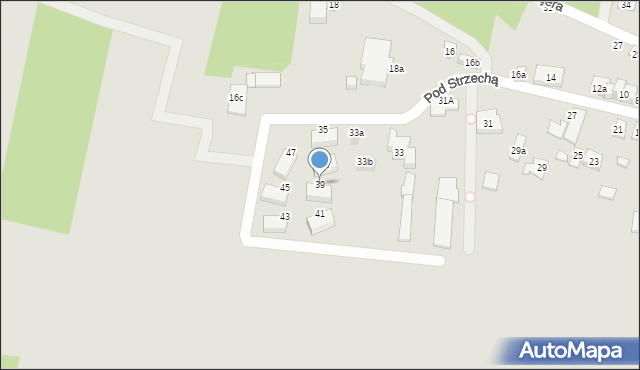 Kraków, Pod Strzechą, 39, mapa Krakowa