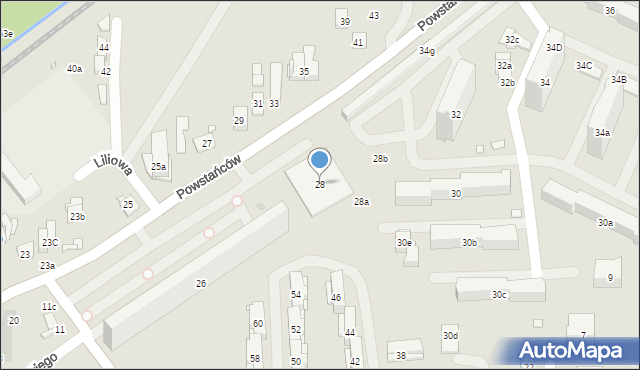 Kraków, Powstańców, 28, mapa Krakowa
